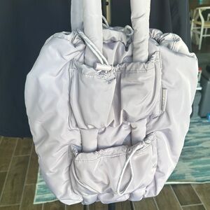 Dagne Dover Gray-Lavender Quilted Tote Bag with Long Handles